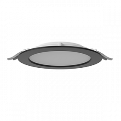 Светодиодный светильник VARTON DL-01 Slim 200 мм 40 Вт 3000 К круглый встраиваемый 221x40 мм IP65/40 RAL9005 черный муар с рассеивателем опал аварийный автономный постоянного действия